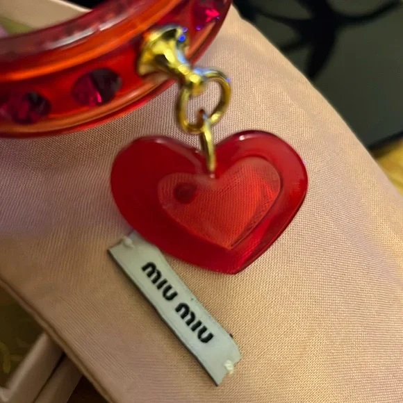 Miu Miu Red Bracelet with Heart Charm - Picture 3 of 7